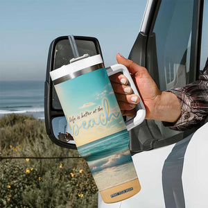 Personalized Beach Tumbler With Handle Custom Name Life Is Better At Beach Trip Vacation TB09 Print Your Wear