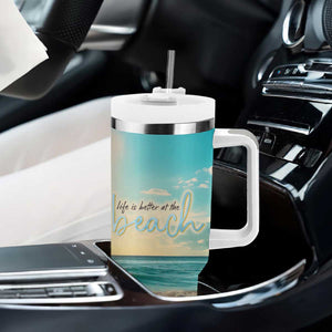 Personalized Beach Tumbler With Handle Custom Name Life Is Better At Beach Trip Vacation TB09 Print Your Wear