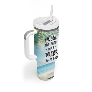 Personalized Beach Lover Tumbler With Handle Custom Name The Sun The Sand And A Drink In My Hand TB09 Print Your Wear