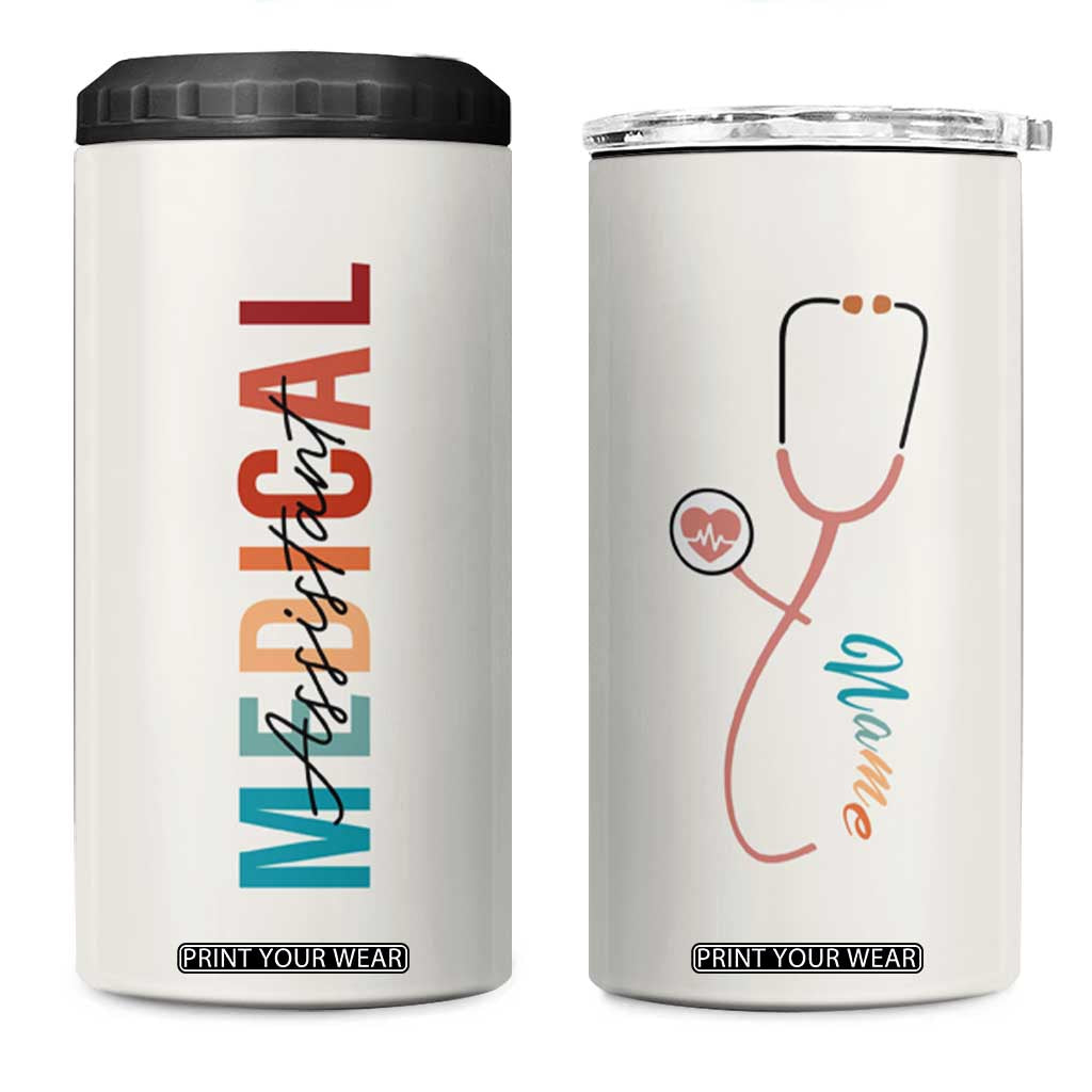 Personalized Medical Assiant 4 in 1 Can Cooler Tumbler Custom Name Nurse Gifts MA TB09 One Size: 16 oz White Print Your Wear