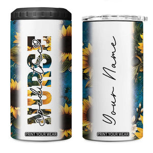 Personalized Pediatric Nurse 4 in 1 Can Cooler Tumbler Custom Name Nurse Gifts Sunflower TB09 One Size: 16 oz Sunflower Print Your Wear