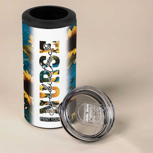 Personalized Pediatric Nurse 4 in 1 Can Cooler Tumbler Custom Name Nurse Gifts Sunflower TB09 Print Your Wear