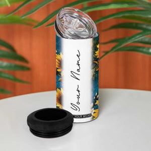 Personalized Pediatric Nurse 4 in 1 Can Cooler Tumbler Custom Name Nurse Gifts Sunflower TB09 Print Your Wear