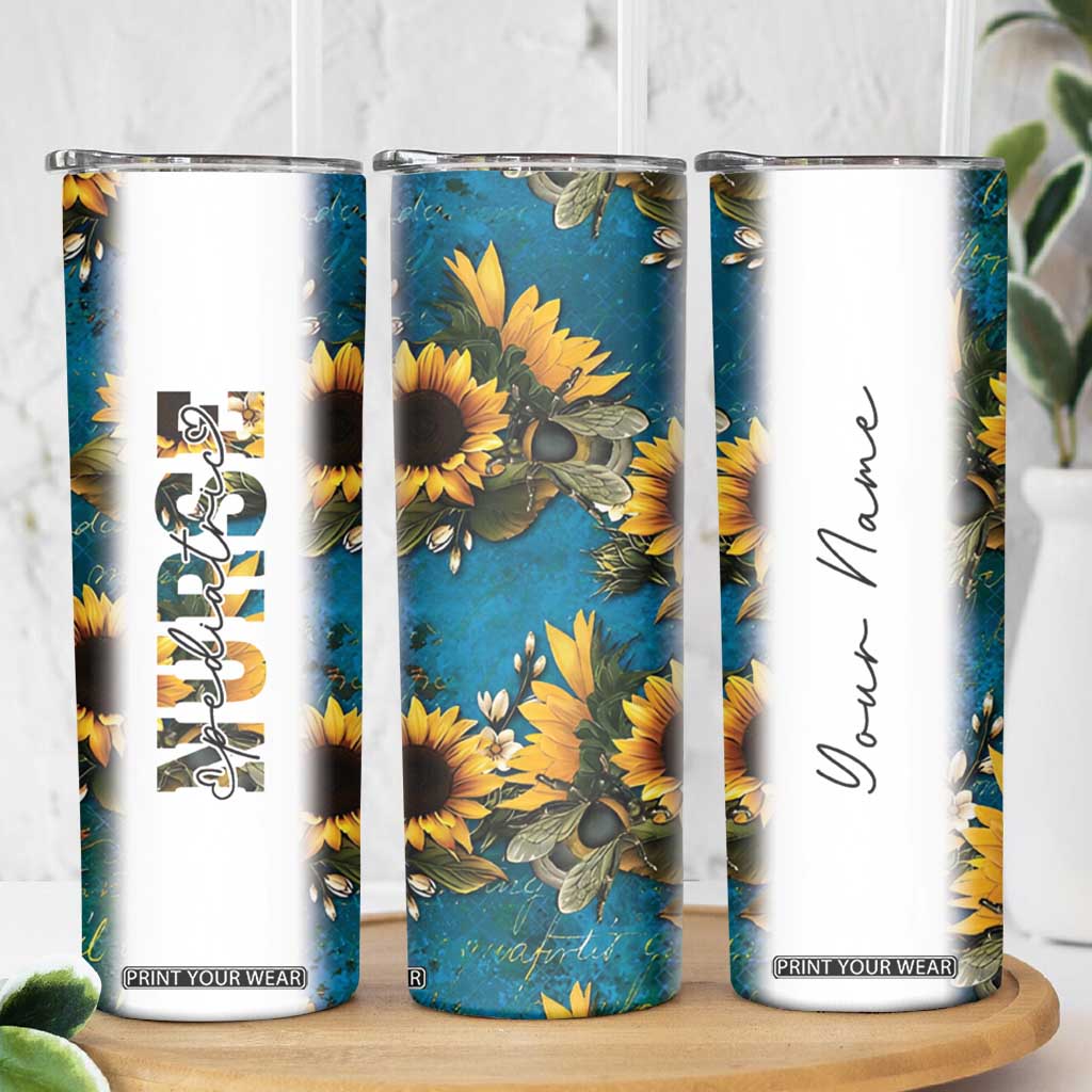 Personalized Pediatric Nurse Skinny Tumbler Custom Name Nurse Gifts Sunflower TB09 Print Your Wear