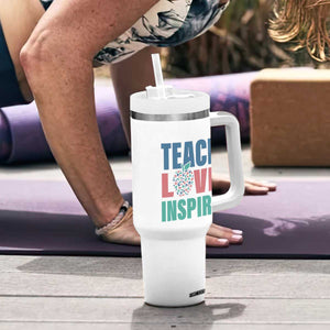 Personalized Teacher Tumbler With Handle Custom Name Teach Love Inspire TB09 Print Your Wear