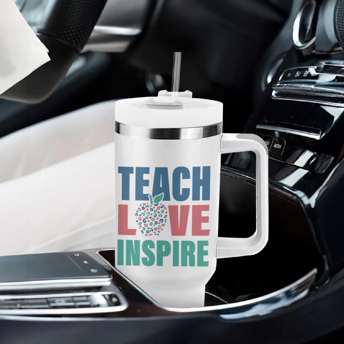 Personalized Teacher Tumbler With Handle Custom Name Teach Love Inspire TB09 Print Your Wear