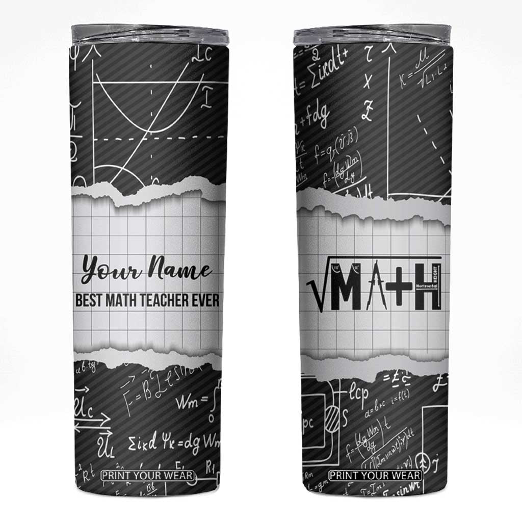 Personalized Math Teacher Skinny Tumbler Custom Name Best Math Teacher Ever TB09 Black Print Your Wear