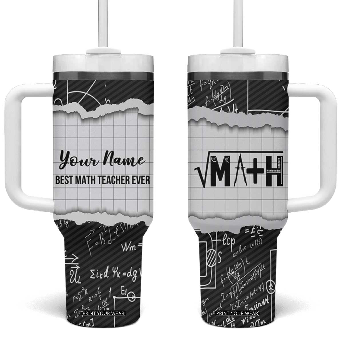 Personalized Math Teacher Tumbler With Handle Custom Name Best Math Teacher Ever TB09 One Size: 40 oz Black Print Your Wear