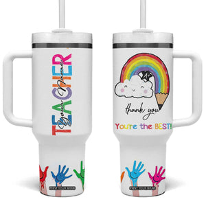 Personalized Teacher Tumbler With Handle Custom Name Rainbow Your Are The Best TB09 One Size: 40 oz White Print Your Wear