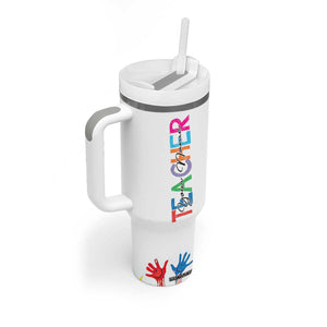 Personalized Teacher Tumbler With Handle Custom Name Rainbow Your Are The Best TB09 Print Your Wear