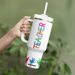 Personalized Teacher Tumbler With Handle Custom Name Rainbow Your Are The Best TB09 Print Your Wear