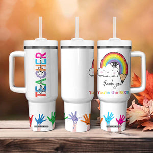 Personalized Teacher Tumbler With Handle Custom Name Rainbow Your Are The Best TB09 Print Your Wear