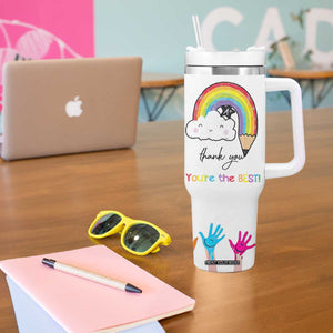 Personalized Teacher Tumbler With Handle Custom Name Rainbow Your Are The Best TB09 Print Your Wear