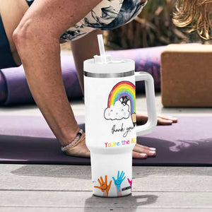 Personalized Teacher Tumbler With Handle Custom Name Rainbow Your Are The Best TB09 Print Your Wear