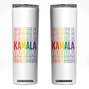 Harris Supporter Skinny Tumbler Kamala LGBTQ Rights Rainbow TB09 White Print Your Wear