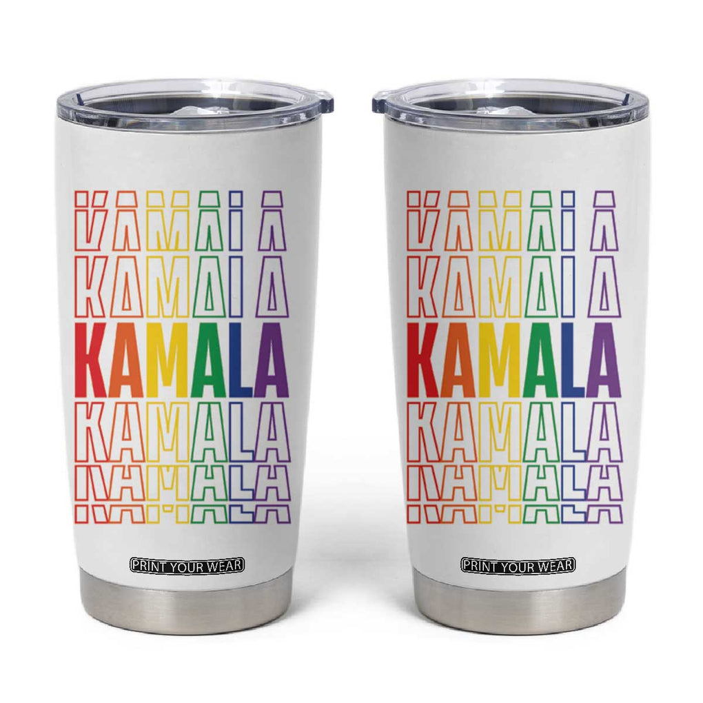 Harris Supporter Tumbler Cup Kamala LGBTQ Rights Rainbow TB09 White Print Your Wear