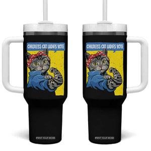 Childless Cat Ladies Vote Tumbler With Handle Rosie The Riveter Kamala Supporter TB09 One Size: 40 oz Black Print Your Wear