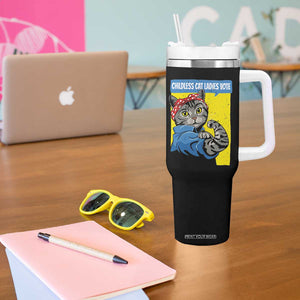 Childless Cat Ladies Vote Tumbler With Handle Rosie The Riveter Kamala Supporter TB09 Print Your Wear