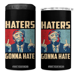 Funny Trump 4 in 1 Can Cooler Tumbler Haters Gonna Hate Middle Finger TB09 One Size: 16 oz Black Print Your Wear