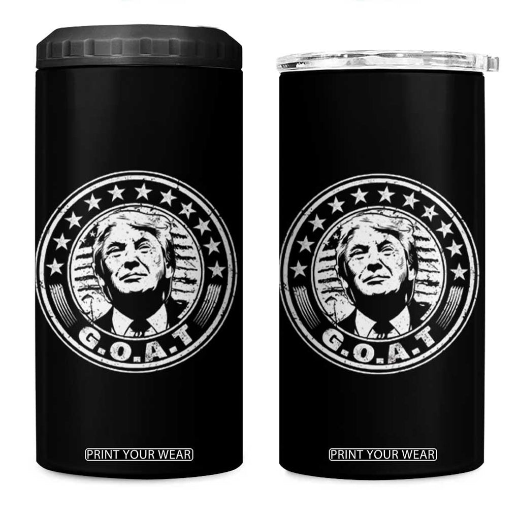 G.O.A.T Trump Supporter Election 2024 4 in 1 Can Cooler Tumbler TB09 One Size: 16 oz Black Print Your Wear