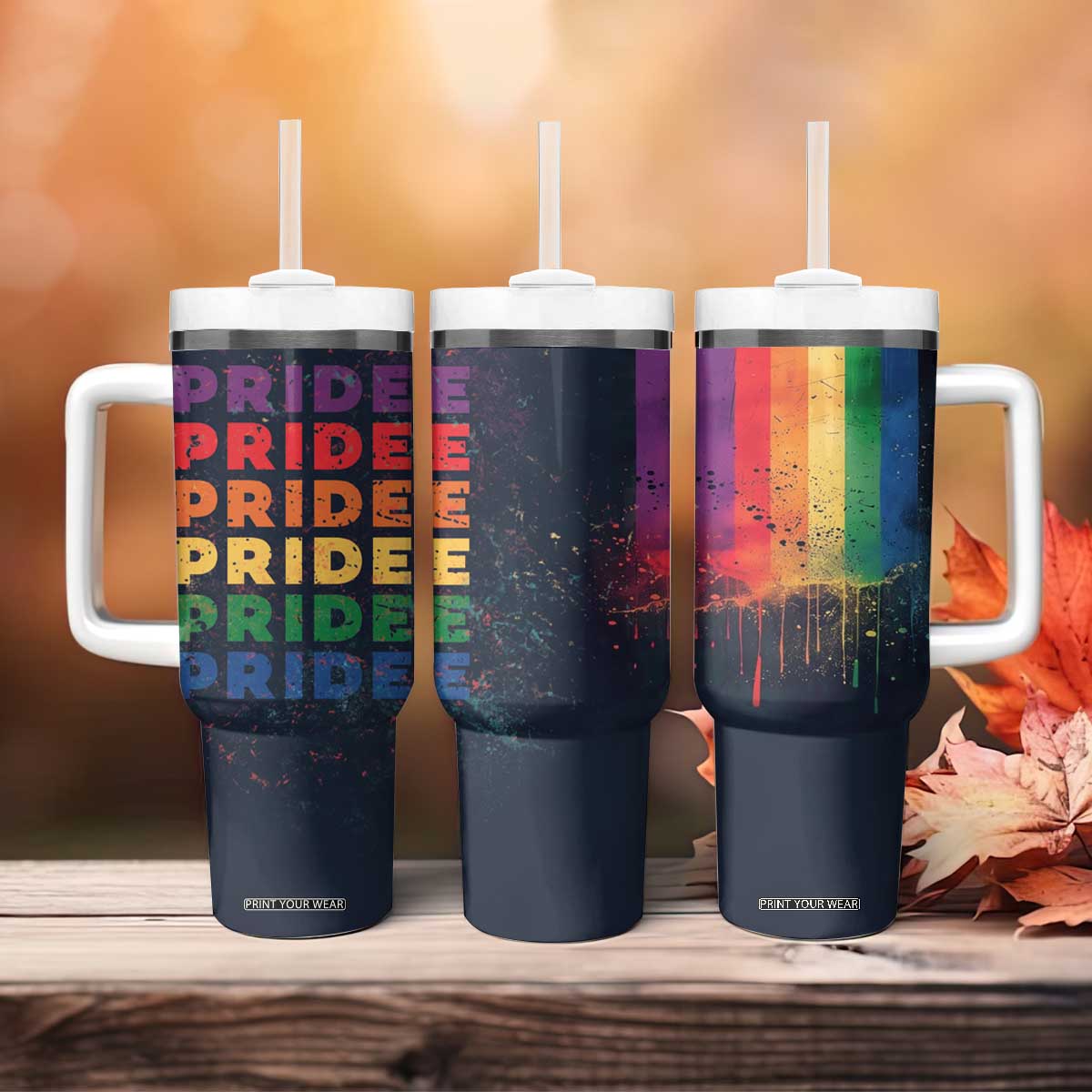 Rainbow LGBT Pride Tumbler With Handle TB09 Print Your Wear
