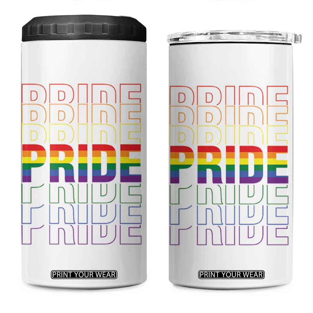 Gay Pride 4 in 1 Can Cooler Tumbler LGBTQ Rainbow Flag TB09 One Size: 16 oz White Print Your Wear