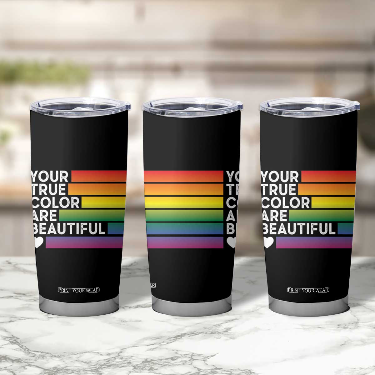 Gift For LGBT Friends Tumbler Cup Your True Colors Are Beautiful Rainbow TB09 Print Your Wear