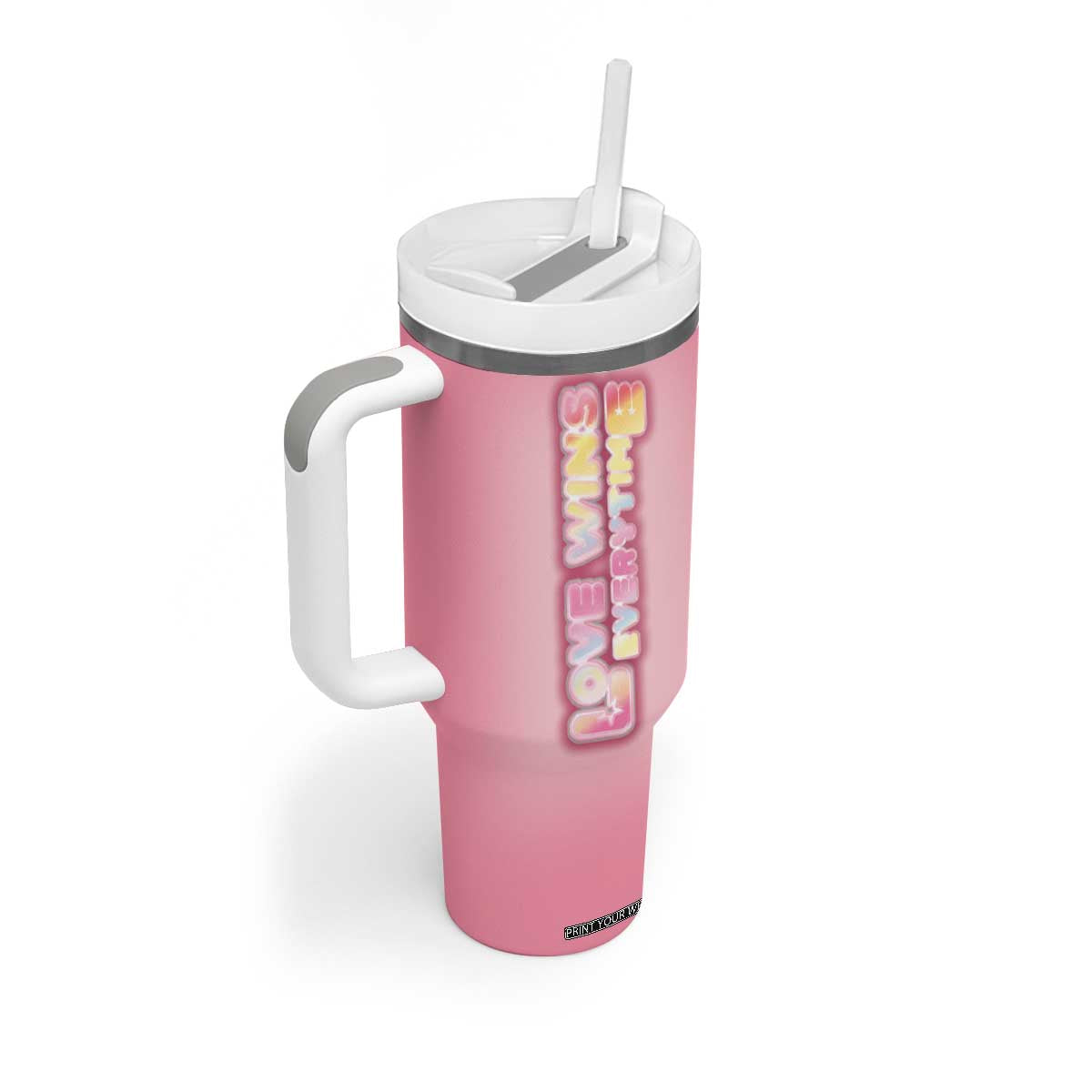 LGBT Pride Tumbler With Handle Love Wins Everytime Rainbow TB09 Print Your Wear