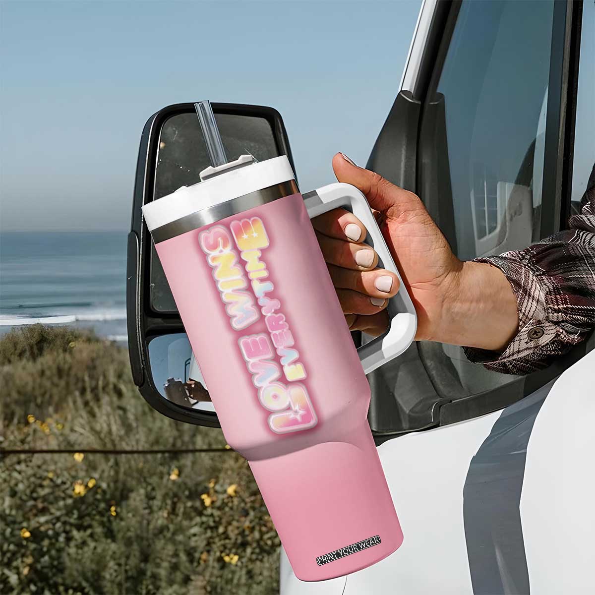 LGBT Pride Tumbler With Handle Love Wins Everytime Rainbow TB09 Print Your Wear