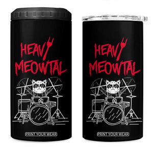 Heavy Metal 4 in 1 Can Cooler Tumbler Cat Drummer Meowtal Rock Drum Band TB09 One Size: 16 oz Black Print Your Wear