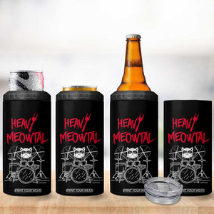 Heavy Metal 4 in 1 Can Cooler Tumbler Cat Drummer Meowtal Rock Drum Band TB09 Print Your Wear