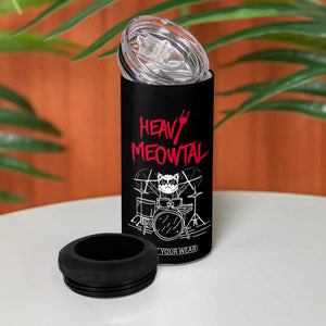 Heavy Metal 4 in 1 Can Cooler Tumbler Cat Drummer Meowtal Rock Drum Band TB09 Print Your Wear