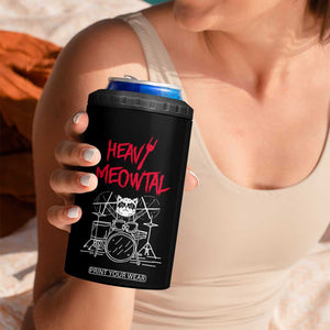 Heavy Metal 4 in 1 Can Cooler Tumbler Cat Drummer Meowtal Rock Drum Band TB09 Print Your Wear