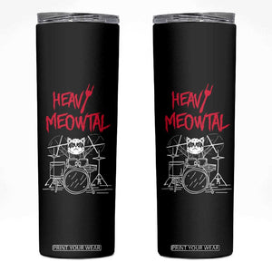 Heavy Metal Skinny Tumbler Cat Drummer Meowtal Rock Drum Band TB09 Black Print Your Wear