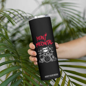 Heavy Metal Skinny Tumbler Cat Drummer Meowtal Rock Drum Band TB09 Print Your Wear