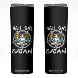 Hail Gay Satan Skinny Tumbler Goth Baphomet Devil LGBT Pride TB09 Black Print Your Wear