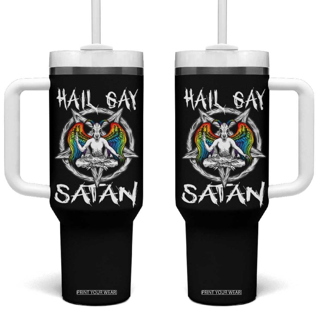 Hail Gay Satan Tumbler With Handle Goth Baphomet Devil LGBT Pride TB09 One Size: 40 oz Black Print Your Wear