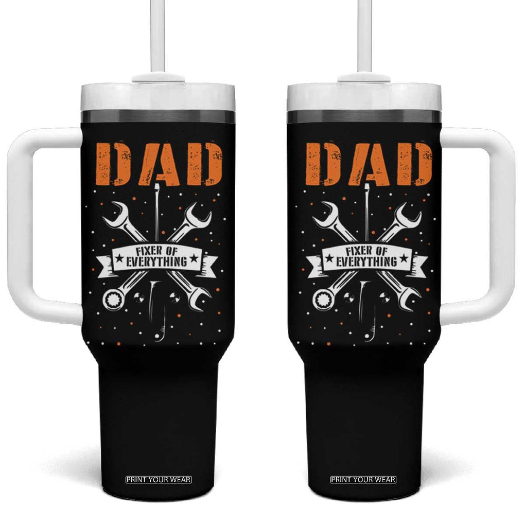 Father's Day Tumbler With Handle Dad Fixer Of Everything TB09 One Size: 40 oz Black Print Your Wear