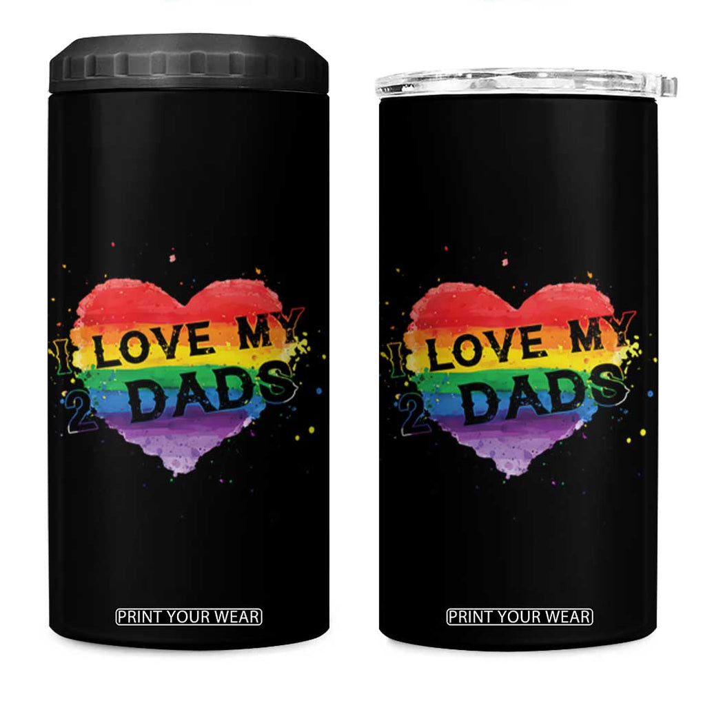 Father's Day LGBT Pride 4 in 1 Can Cooler Tumbler I Love My Two Dads TB09 One Size: 16 oz Black Print Your Wear