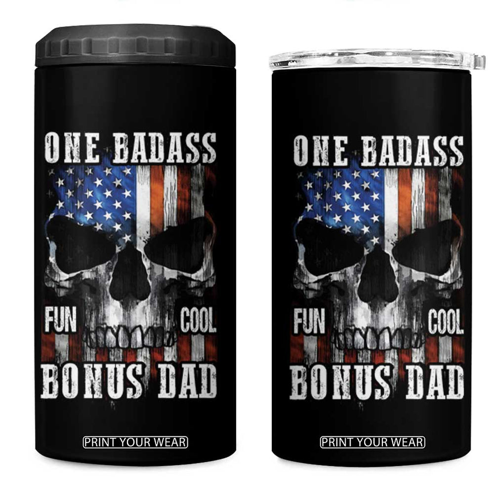 Father's Day 4 in 1 Can Cooler Tumbler One Badass Bonus Dad Skull TB09 One Size: 16 oz Black Print Your Wear