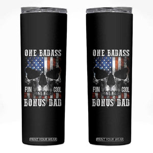 Father's Day Skinny Tumbler One Badass Bonus Dad Skull TB09 Black Print Your Wear