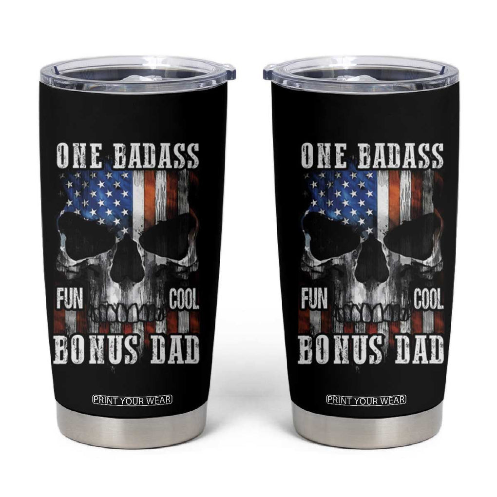 Father's Day Tumbler Cup One Badass Bonus Dad Skull TB09 Black Print Your Wear