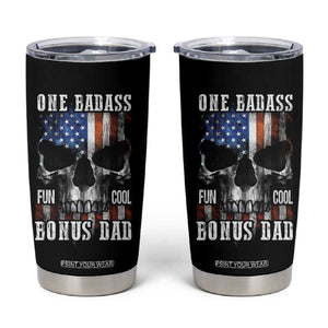 Father's Day Tumbler Cup One Badass Bonus Dad Skull TB09 Black Print Your Wear