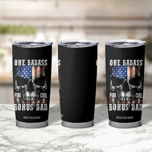 Father's Day Tumbler Cup One Badass Bonus Dad Skull TB09 Print Your Wear