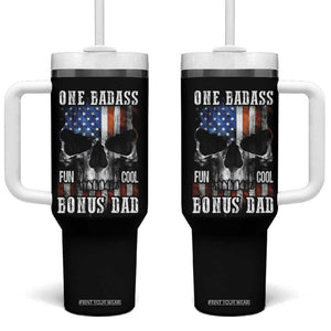 Father's Day Tumbler With Handle One Badass Bonus Dad Skull TB09 One Size: 40 oz Black Print Your Wear