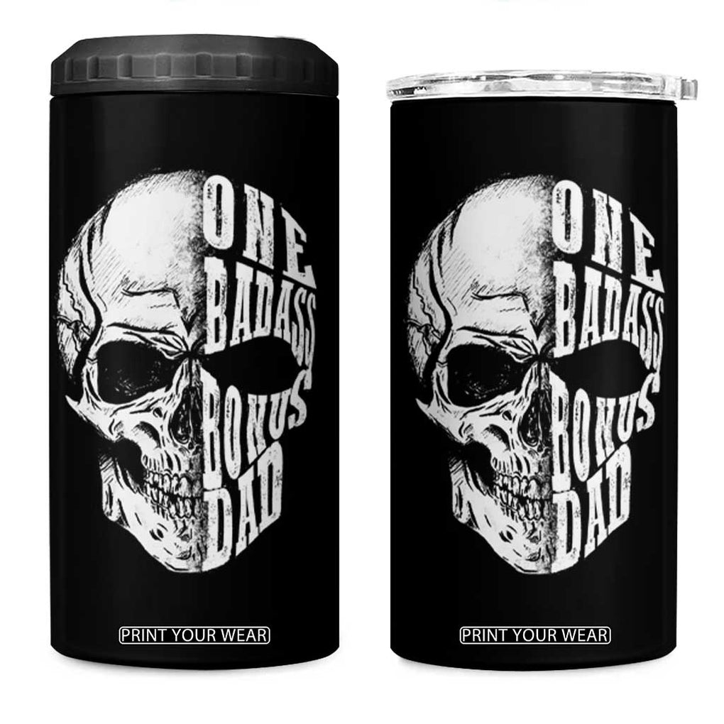 Father's Day 4 in 1 Can Cooler Tumbler One Badass Bonus Dad Skull TB09 One Size: 16 oz Black Print Your Wear