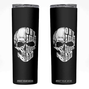 Father's Day Skinny Tumbler One Badass Bonus Dad Skull TB09 Black Print Your Wear