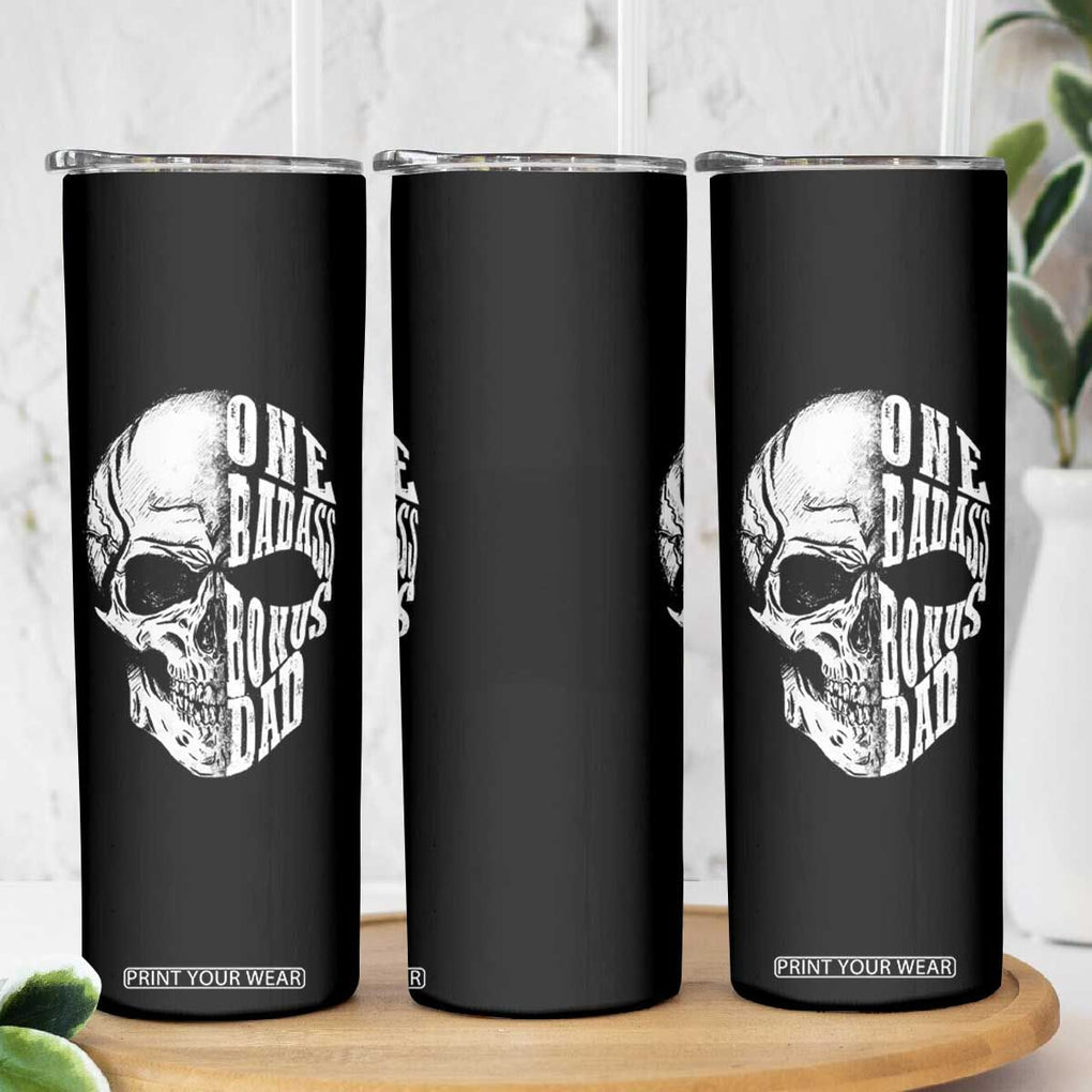 Father's Day Skinny Tumbler One Badass Bonus Dad Skull TB09 Print Your Wear