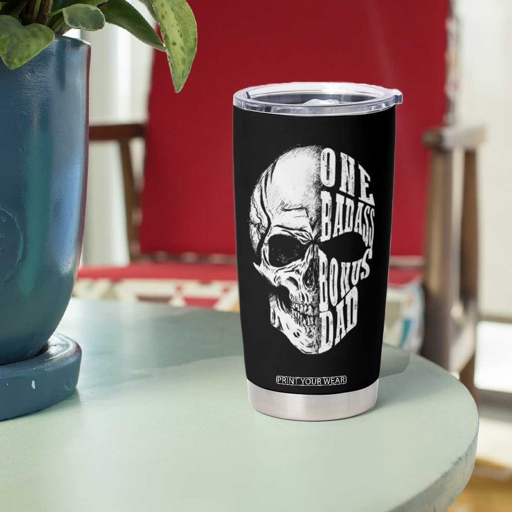 Father's Day Tumbler Cup One Badass Bonus Dad Skull TB09 Print Your Wear