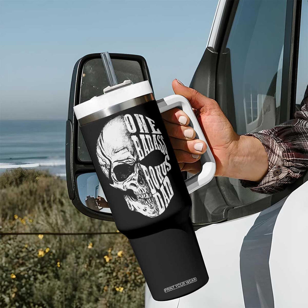 Father's Day Tumbler With Handle One Badass Bonus Dad Skull TB09 Print Your Wear